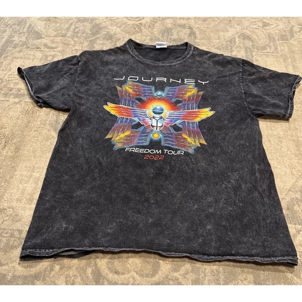 Journey T Shirt Mens Sz Large Black‎ Freedom Tour 2022 Music Concert Dark Gray